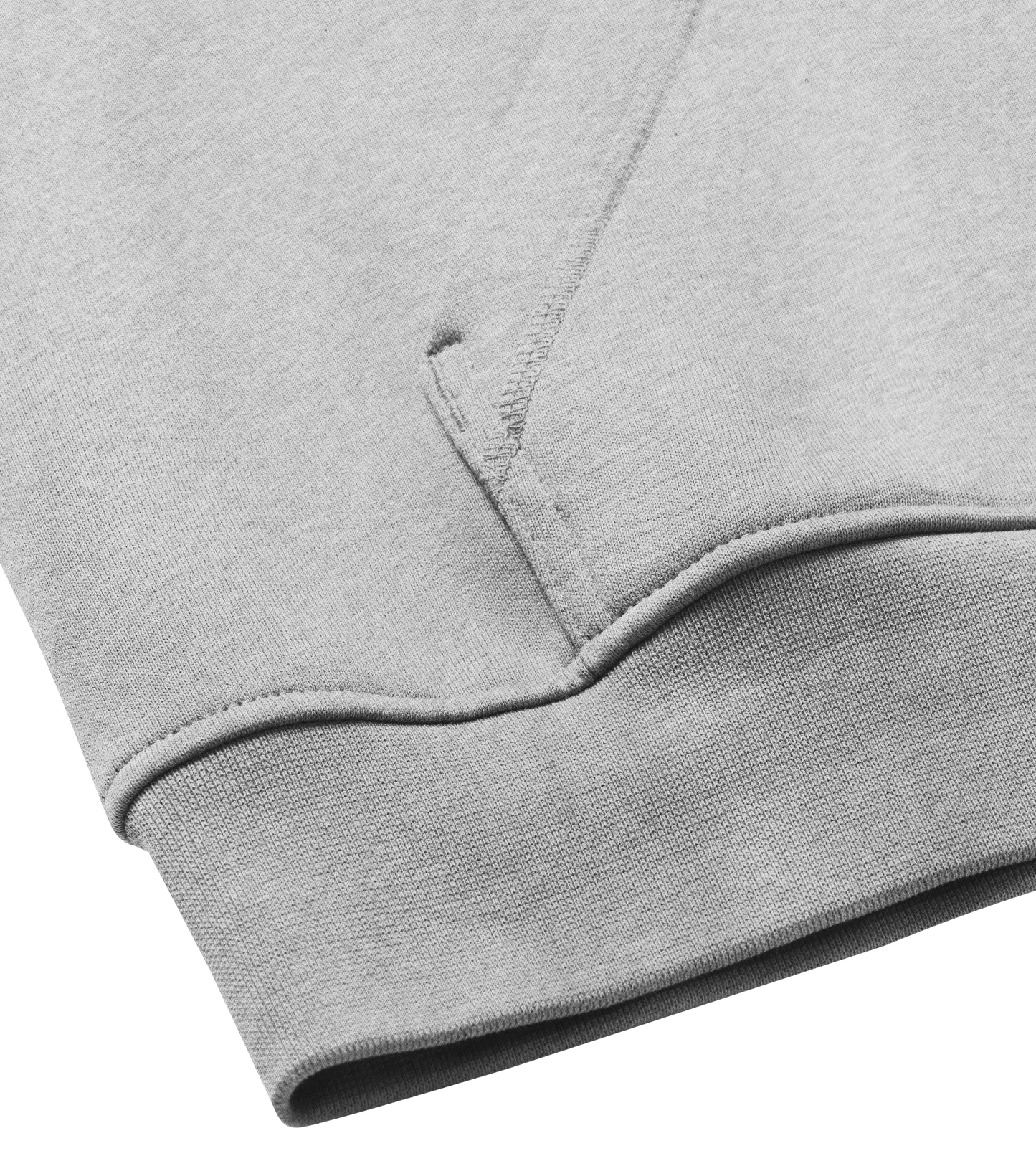 Details of the crewneck cuffs 'Filastin' on grey Men's Boxy Hoodie with no print