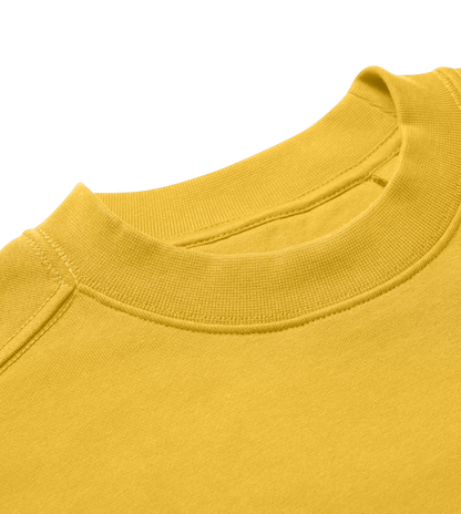 Details of the crewneck cuffs 'Filastin' on yellow Women's Oversized Crewneck with no print